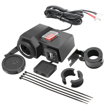 Wasserdichte Motorrad DC 12V Zigarettenanzünder 2 USB Port 5V 2.1A / 1A Ladebuchse für Handy GPS Aufladen